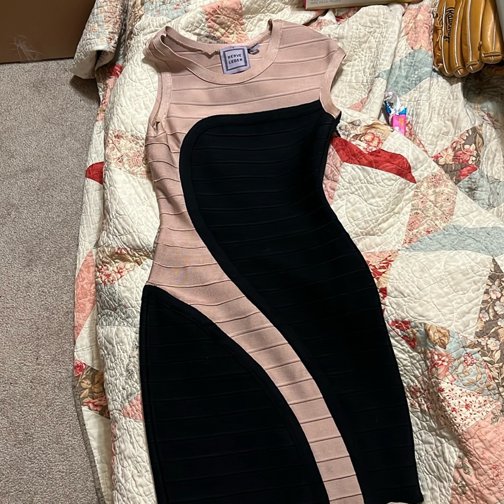 Black and pink bandage dress